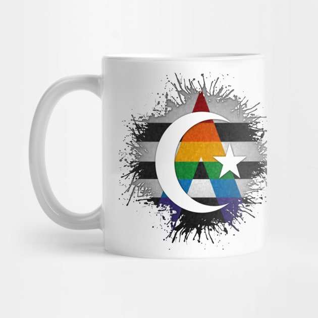 Paint Splatter LGBT Ally Pride Flag Star and Crescent Symbol by LiveLoudGraphics